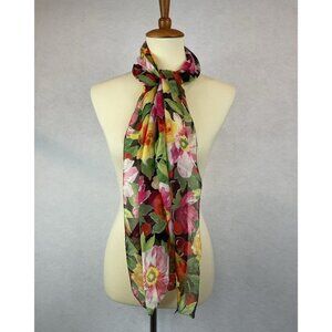 Art Of The Scarf Tie Rack Scarf Womens Floral Multicolor Polyester 15”x60”